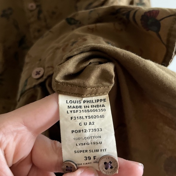 LP Louis Philippe Birds and Flowers Print Button down Shirt in super slim fit - Picture 6 of 10